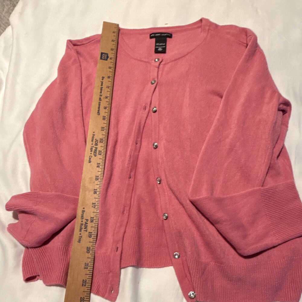 New York & Company Women’s XL Pink Solid Knit Button-Front Cardigan Sweater